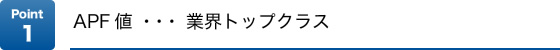 Point1 APF値…業界トップクラス
