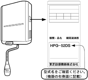 型式名をご確認ください。（機器の右側面に記載）