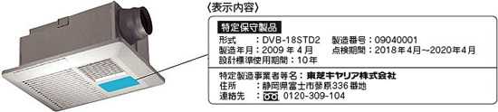 設計標準使用期間の製品への表示